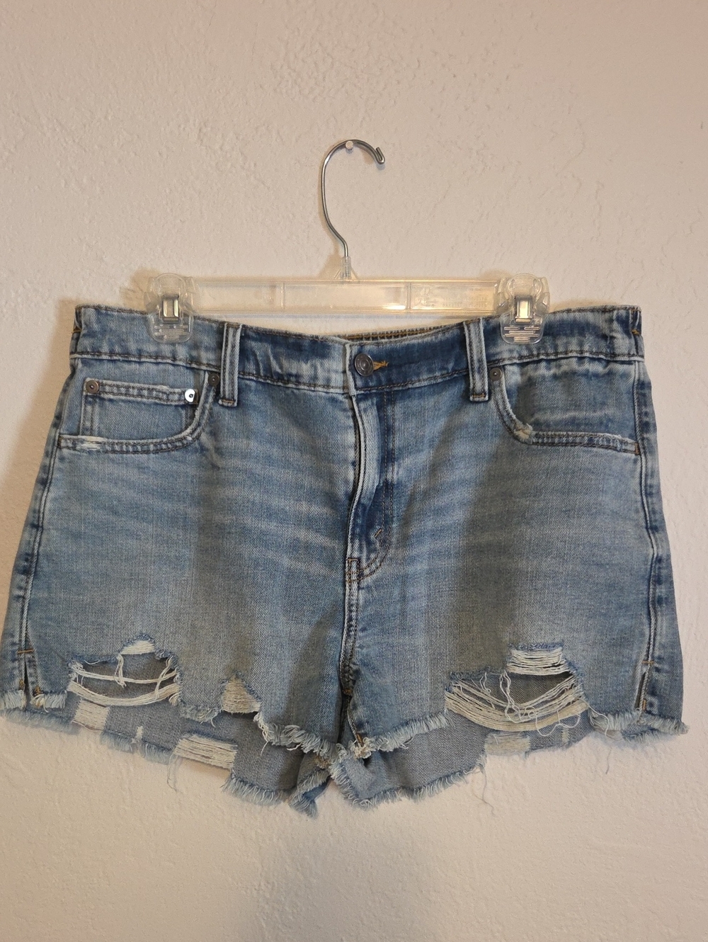 aerie Light Wash Distressed Denim Daydream Shorts